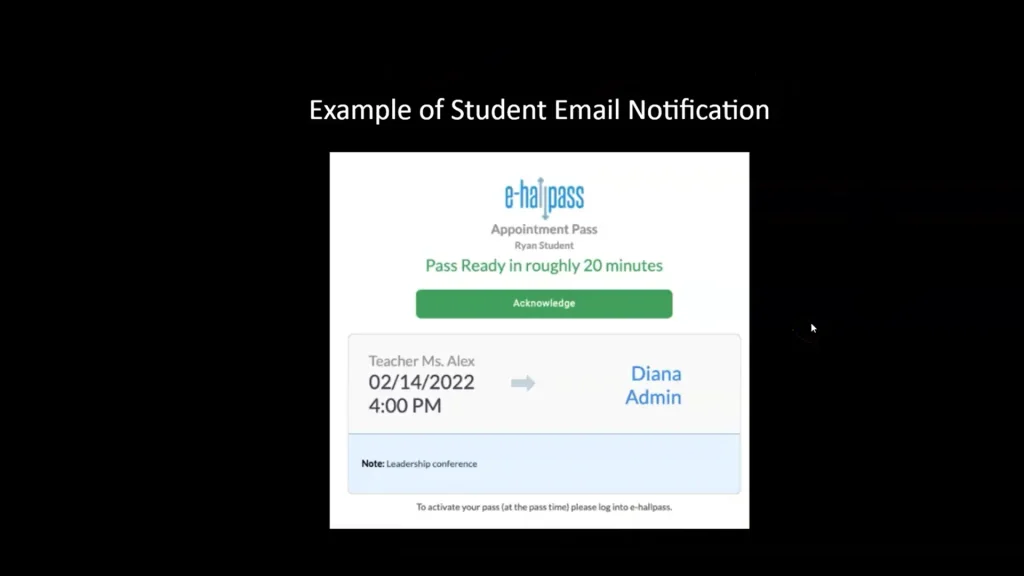 email notification ehallpass